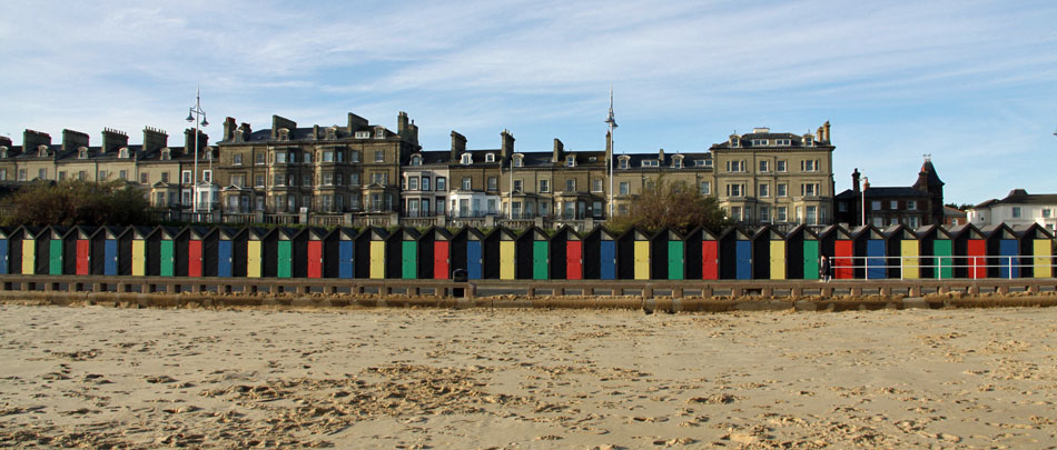 beach huts on Lowestoft beach