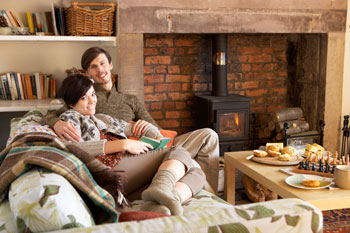 large suffolk house with a woodburner